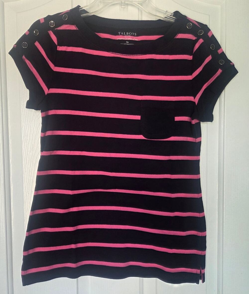 Women's Talbots Blue and Pink striped shirt size MP